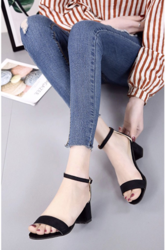 KL790 - Fashion Thick Heel Black